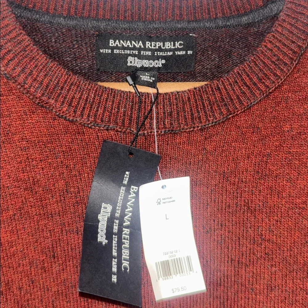 NEW Banana Republic Merino Wool Rust Sweater Flipucci Italian Yarn Size Large